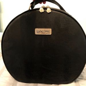 LANCÔME Paris black faux leather traveling handbag